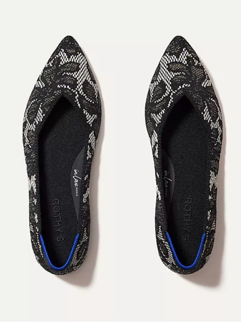 Rothy's x Anthropologie The Point II Flats Black Chantilly Pointed Toe 8.5 - Picture 4 of 14